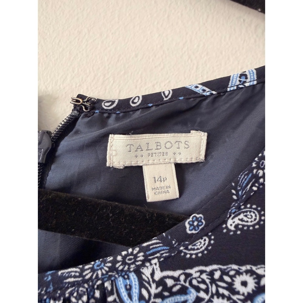Talbots Blue Paisley Patchwork Grandma‎ Handkerchief Print Sleeveless Maxi Dress - Picture 2 of 8